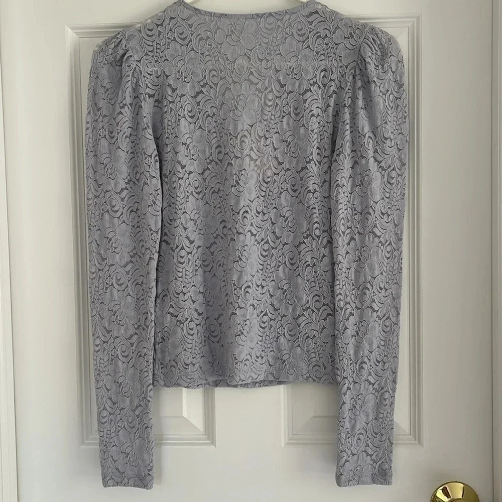 Anthropologie Lace Button Front Long Sleeve Top Size XS